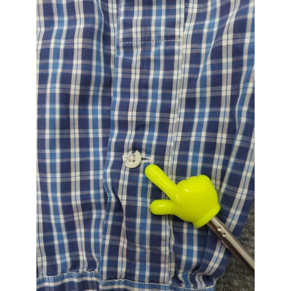 Vt POLO‎ RALPH LAUREN Shirt Mens 16.5-35 Blue Plaid Curham 2 Ply 100s Hong Kong